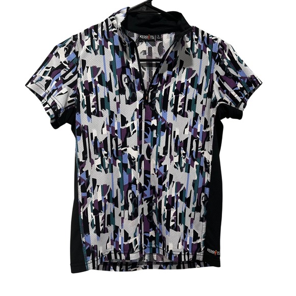Kerrits Tops - Kerrits Womens Large Short‎ Sleeve Quarter Zip Equestrian Riding Top Abstract